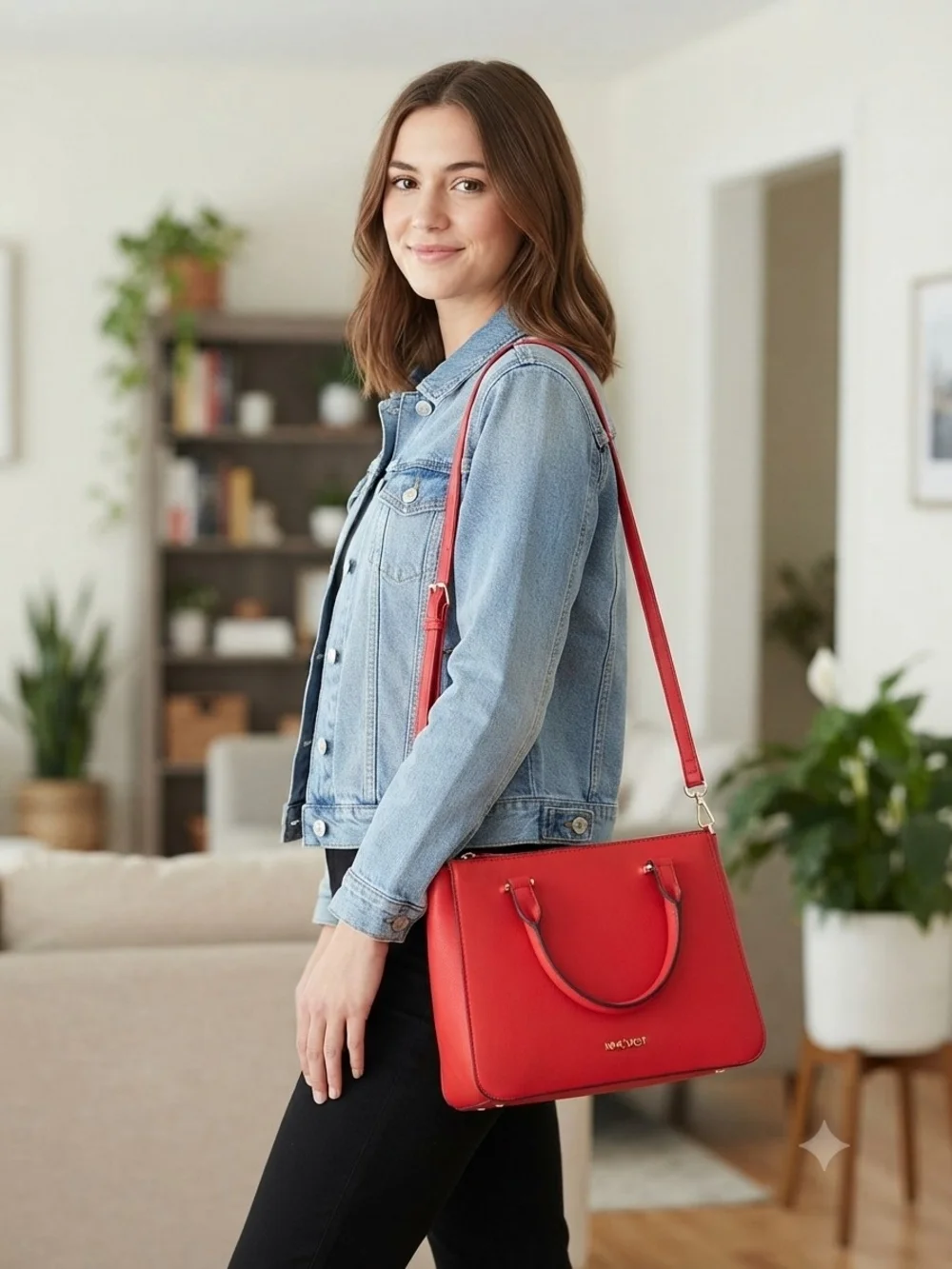 Nine West Red Leather Satchel Bag